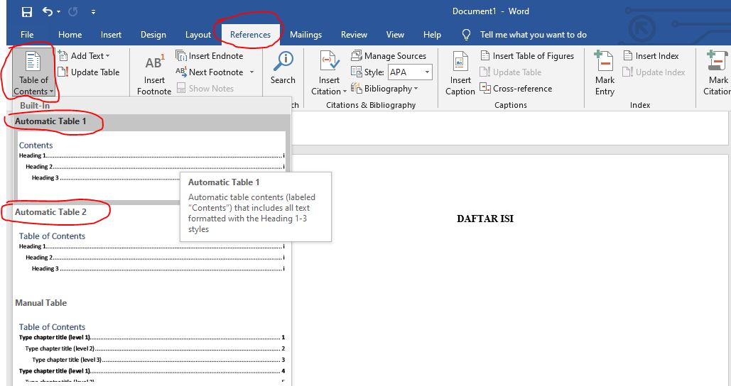 Cara Membuat Daftar isi Otomatis pada Word